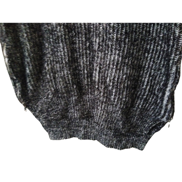 Zara Knit Black Ribbed Chunky Wool Turtleneck Sweater Blend Hi-Lo Hem Zip Small - Picture 11 of 14